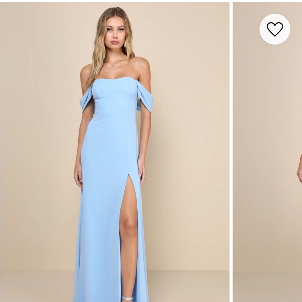 Lulus Magical Magnetism Light Blue Off-the-Shoulder Maxi Dress